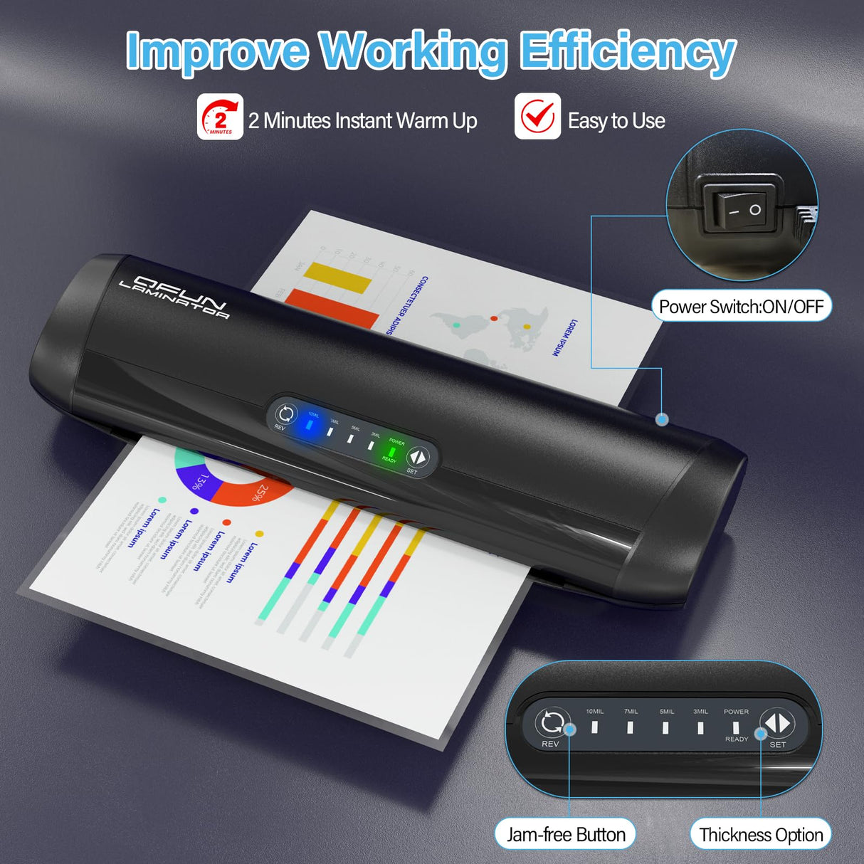 3-10 Mil Commercial Laminator Machine with Laminating Sheets, 4-Roller Jam-Free Thermal Laminator Machine 11x17, Fast Warm-up 13 Inch Laminating Machine, Hot Lamination Machine for Office School Home Qfun