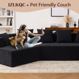 129.5" Modular Sectional Sofa, Cloud Memory Foam Couch, Modern Curved Couch Chenille Upholstered Deep Seat Sofa with 5 Pillows, No Assembly Required Oversized Corner Couches for Living Room (Black) IZLKQC