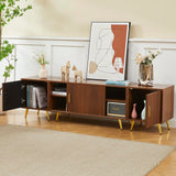 COSVALVE 71" TV Stand for 65/75/80 Inch TVs, Free Combination Walnut Entertainment Center for Living Room, Modern with Fluted Panel, Storage Cabinets, Adjustable Shelves & Metal Legs COSVALVE