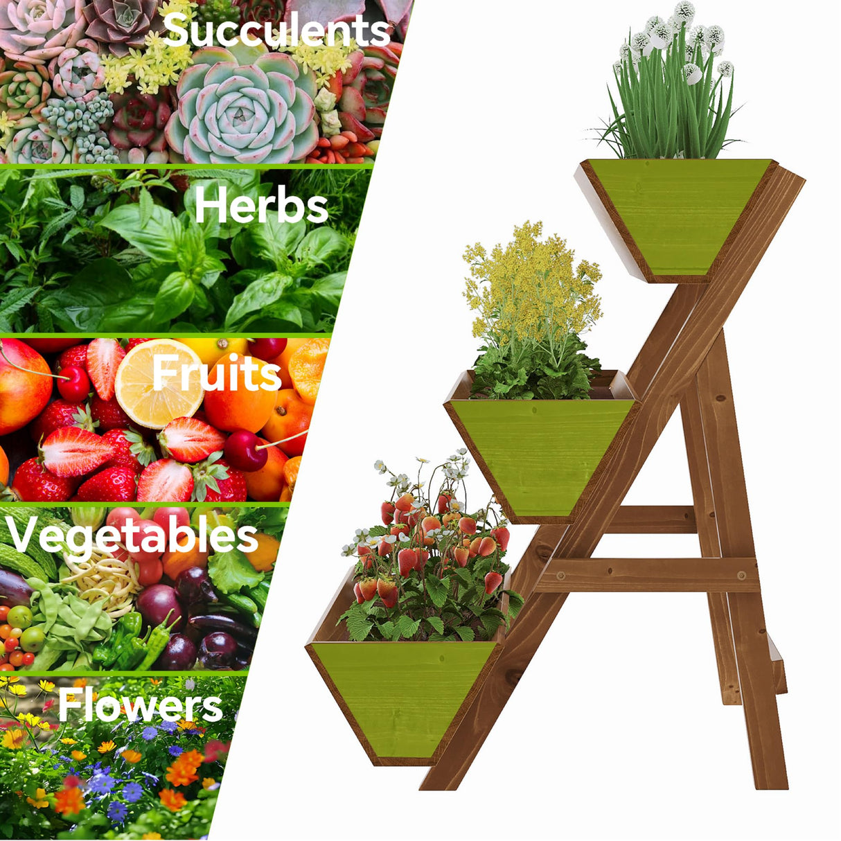 Dawnyard 3-Tiers Wooden Raised Garden Bed Tiered Planter Box Vertical Garden Planter Wood Plant Stand for Patio, Balcony, Freestanding. (Brown S) Dawnyard