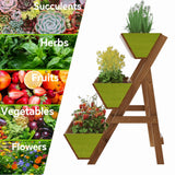 Dawnyard 3-Tiers Wooden Raised Garden Bed Tiered Planter Box Vertical Garden Planter Wood Plant Stand for Patio, Balcony, Freestanding. (Brown S) Dawnyard