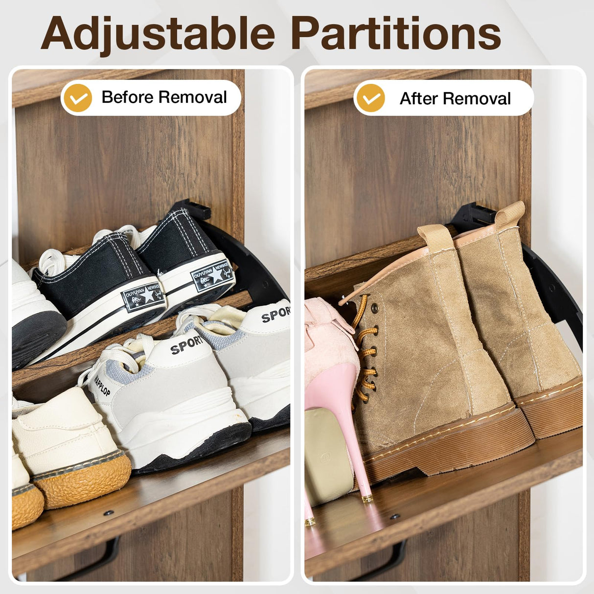 HOMMPA Shoe Storage Cabinet with 3 Flip Drawers, Freestanding Shoe Organizer with Metal Legs for Entryway, Narrow Shoe Rack Cabinet, Rustic Brown, 11.81''D x 31.49''W x 54.17''H HOMMPA