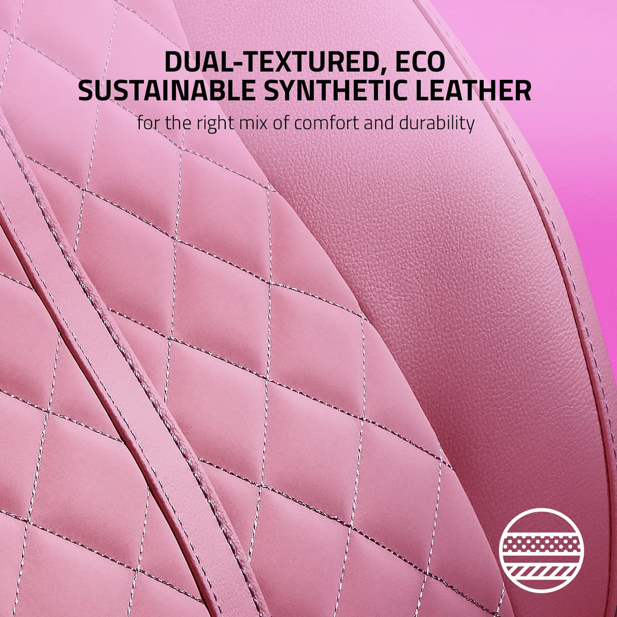 Razer Enki Gaming Chair: All-Day Comfort - Built-in Lumbar Arch - Optimized Cushion Density - Dual-Textured, Eco-Friendly Synthetic Leather - Reactive Seat Tilt & 152-Degree Recline - Pink Razer