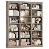 FACBOTALL 71" Triple Wide Bookshelf, 6 Tier Tall Bookshelf, Large Bookcase with Curved Baffle, 63.4" Wide Book Shelf with 18 Open Display Shelves for Living Room, Study, Gray FACBOTALL