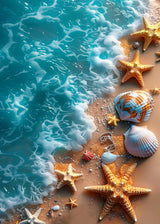 KINPLUB Beach Diamond Painting Kits for Adults, 5D Seashell Starfish Diamond Art Kits for Beginners, DIY Full Round Drill Paint by Diamonds, Home Wall Decor 12 x 16 Inch KINPLUB