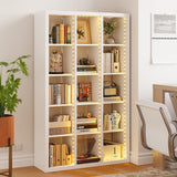 IRONCK 15 Cube Bookcase Storage Shelf Organizer with LED Lights, 5 Tier Bookshelves and Bookcases Display Shelves, Horizontally or Vertically Use, White IRONCK