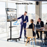 BONTEC Mobile TV Stand, Tilt Rolling TV Cart with Media Shelf and Locking Wheels, Fits 23-60” LED, LCD, OLED Flat Curved TVs, Holds Up to 55lbs, Max VESA 400x400mm BONTEC