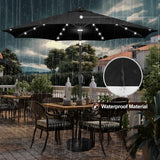 FLAME&SHADE 10 ft Solar Powered Outdoor Market Patio Table Umbrella with LED Lights and Tilt, Black FLAME&SHADE