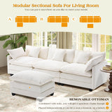 113.4" Modular Sectional Sofa,L Shaped Couch for Living Room,Modern Deep Seat Sofa 3 Seater Chenille Fabric Comfy Cloud Couches with Throw Pillows & Movable Ottoman Hanherry