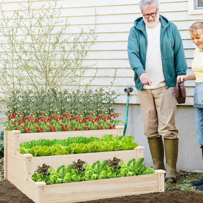 Toolsempire 3-Tier Raised Garden Beds Outdoor, Fir Wood Raised Garden Bed Planter Box, Flower Bed Wooden Planter Kit for Gardening, Vegetable & Herb