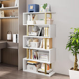 SORCEDAS Bookshelf Geometric Bookcase S Shaped Industrial Bookshelf Storage Display Stand Shelf for Living Room Bedroom and Office Room (White, 5 Tier) SORCEDAS