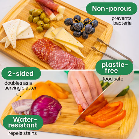 GREENER CHEF 12 Inch Small Bamboo Cutting Board with Lifetime Replacements - Small Wooden Chopping Board for Kitchen, Meat, Vegetables, Cheese, Bread, Charcuterie, and Everyday Food Prep Greener Chef