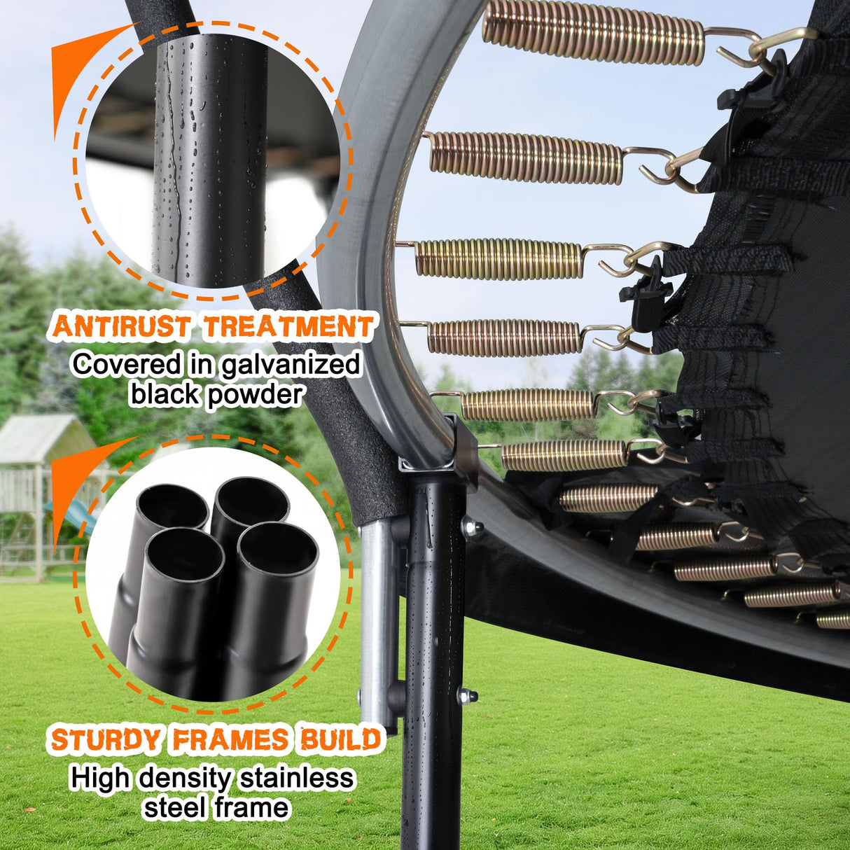 JELENS Trampoline 8FT 10FT 12FT 14FT 16FT, Recreational Trampolines with Enclosure Net and Ladder, Outdoor Anti-Rust Trampolines for Kids and Adults, ASTM (Dark Black, 14FT) JELENS