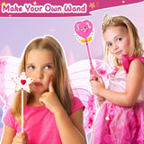 Make Your Own Princess Magic Wand Kit - DIY Fairy Craft Set for Kids Girls - Birthday Party Gift, 39 PCS to Create 14 Wands WizWonders