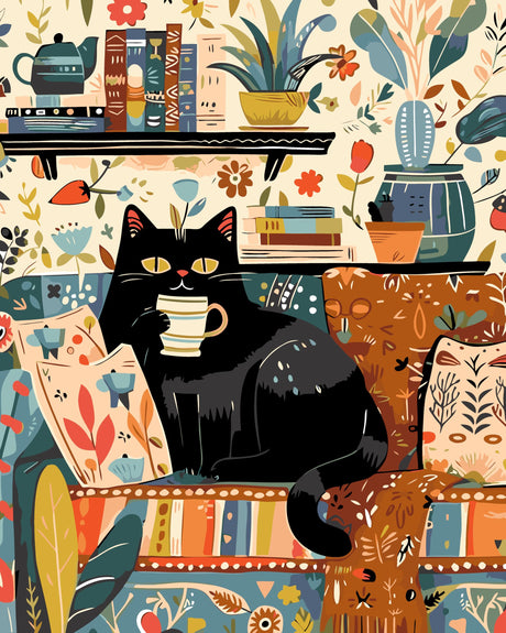 Cat Paint by Numbers Kit for Adults Beginners,Color by Numbers for Adults,Starry Night Cat Number Painting Suitable for Home Wall Decoration (16x20 in) Generic