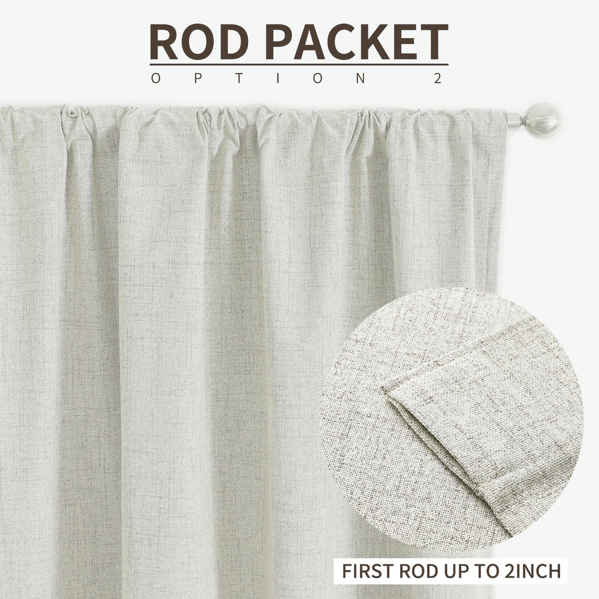 Joydeco 100% Greyish White Blackout Curtains 108 inches Long Linen Curtains 2 Panels Set Burg for Bedroom Living Room Blackout Darkening Thermal Insulated Back tab RodPocket(52x108 inchGreyishWhite) Joydeco