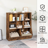 HOOBRO Rustic Brown Kids Bookshelf and Toy Storage Cabinet with 8 Cubicles HOOBRO