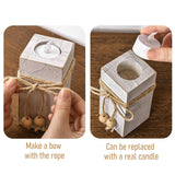 MelonBoat Rustic Flameless LED Candles 3-Pack, Battery Operated Candles with Wooden Candle Holders, White Rustic Farmhouse Decor, Farmhouse Candle Holder for Valentines Holiday Party Home Decor MelonBoat