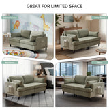 Opiesit 68.9” Loveseat Sofa Couch, Modern Comfy 2 Seat Chenille Couches, Spring Cushions & Solid Wood Frame, Small Couch with LED Light/USB Charging Function for Living Room, Bedroom, Apartment, Cyan Opiesit