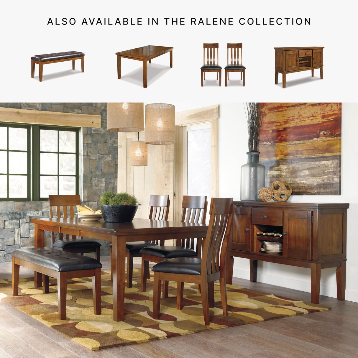 Signature Design by Ashley Ralene Tufted Upholstered Dining Room Bench, Medium Brown Signature Design by Ashley
