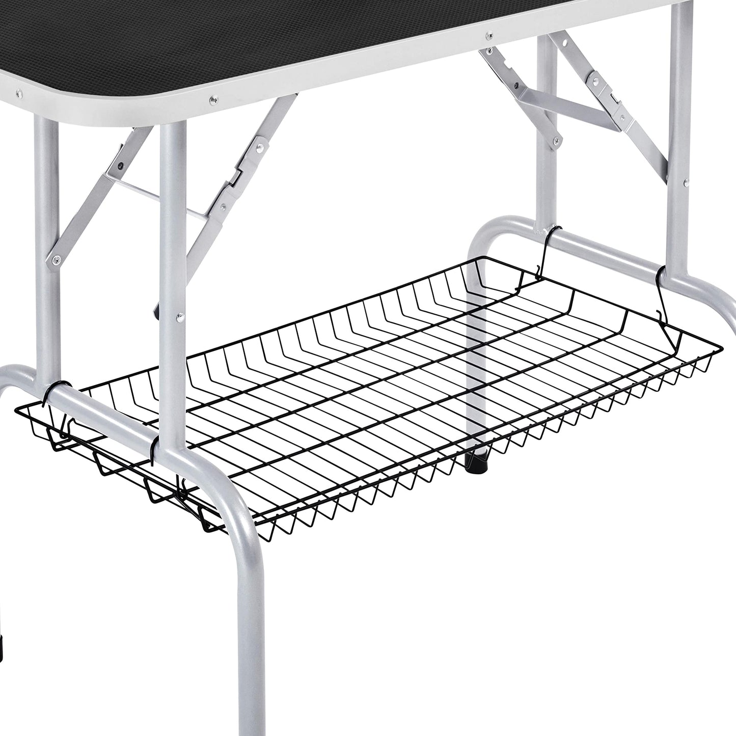 Yaheetech 46'' Pet Grooming Table for Large Dogs Adjustable Height Portable Trimming Table Drying Table w/Arm/Noose/Mesh Tray Maximum Capacity Up to 265Lb, Black - WoodArtSupply