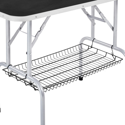 Yaheetech 46'' Pet Grooming Table for Large Dogs Adjustable Height Portable Trimming Table Drying Table w/Arm/Noose/Mesh Tray Maximum Capacity Up to 265Lb, Black - WoodArtSupply