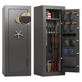 KAER Fireproof Gun Safe, 16-20 Rifle Safe 1400°F / 45 Minutes, Interior 360°Velvet Protection|5 Active Bolts & 2 Deadbolts For Fingerprint Lock, 90-180° Outward-Opening, Storage + Smooth Handle(Grey) KAER