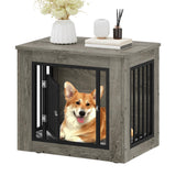 YITAHOME 27.2" L Dog Crate Furniture for Medium Dogs, 2-in-1 Iron-Wood Fusion Dog cage Indoor up to 30 lb, Side End Table, Modern Dogs Kennel with Waterproof Top, Safety Corners,Steel Lock,Grey YITAHOME