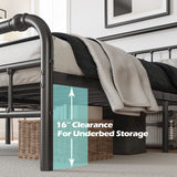 BOSRII King Size Bed Frame with Headboard and Footboard, 18 Inches High, 3500 Pounds Heavy Duty Metal Slats Support for Mattress, No Box Spring Needed,Noise-Free, Black BOSRII