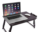 Sofia + Sam Multi Tasking Lap Desk with Venting for Computer Heat | Adjustable Legs and Pullout Drawer | Fits Laptops Up to 15" | Walnut | Laptop Bed Tray | Folding TV Tray Table Sofia + Sam