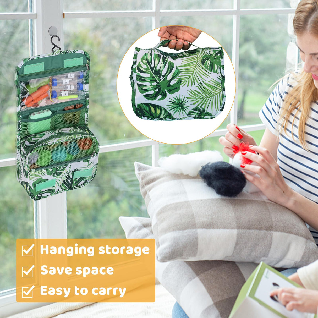 JNENERY Needle Felting Kit, 42 Colors Wool Roving Starter Kit, Needle Felting Starter Kits, Needle Felting Wool with Felt Tools, Instructions, Green Storage Bag for Felted Animal JNENERY