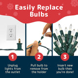 PREXTEX 200 Count Clear Christmas Tree Lights - 40 ft Warm Fairy String Lights with Green Wire - Indoor and Outdoor Mini Light for Christmas, Holiday Decorations, Trees, Fences, Patios and More PREXTEX