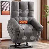 RUTOX Oversized Power Lift Recliner Chair for Elderly, Electric Lift Chair with Masssage and Heat, Overstuffed Power Recliner for Adults, 3 Positions,USB Ports, Side Pockets,Grey RUTOX