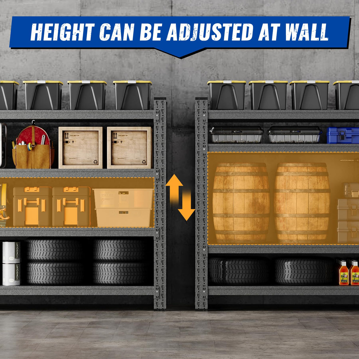 BYNSOE 77" W Storage Shelves 9000lbs Garage Metal Shelving Heavy Duty Garage Shelves Adjustable Storage Shelves for Industrial, Factory,(77" W X 24" D X 70" H) BYNSOE
