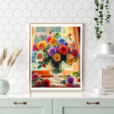 Flower Paint by Numbers Kit for Adults-Paint by Number for Adults Floral, Rose Paints by Numbers Kit on Canvas for Gift Home Wall Decor (Flowers, 16x20 inch) HITO