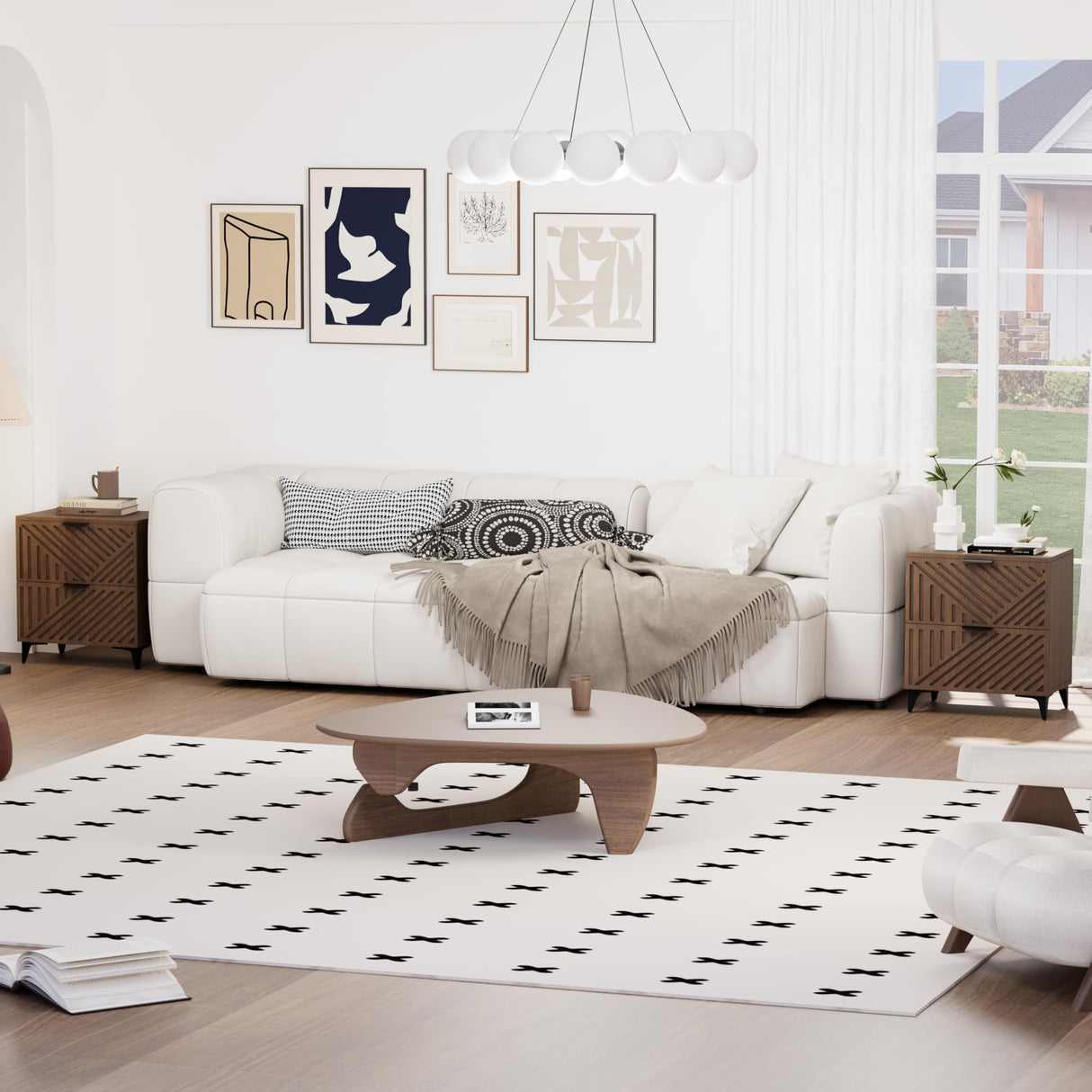 Royal Windsor Fluted Nightstand Set of 2 with 2 Drawers, Side End Table, Small Accent Storage Cabinet,Modern Night Stand Bedside Table for Bedroom, Brown Royal Windsor