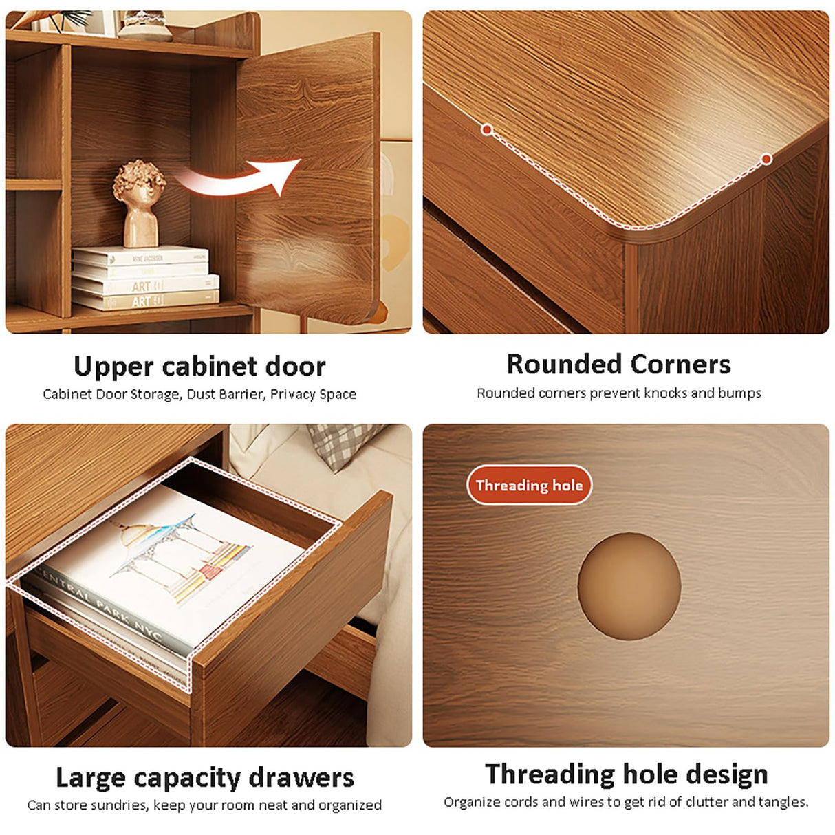 HM&DX Home Office Computer Desk with Hutch,Wood Writing Desk Study Desk with Drawers,Modern Furniture Wooden Desk with Open Storage Cubby,Study Table Computer Desk Makeup Workstation HM&DX