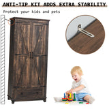 LUXOAK Farmhouse Kitchen Pantry Cabinet, 72" Tall Storage Cabinet with Adjustable Shelves & Barn Doors, Freestanding Kitchen Cupboard for Dining Room, Living Room, Dark Rustic Oak LUXOAK