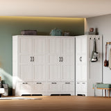 ANCTOR Armoire Wardrobe Closet, 71" H Wooden Clothing Storage Cabinet with 2 Doors and 2 Drawers, Bedroom Freestanding Wardrobe Combination with Hanging Rod and Adjustable Shelves, White ANCTOR