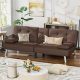 Homall Futon Sofa Bed, Leather Futon Couch with Removable Armrests, Adjustable Recliner Sleeper Sofa Bed with Dual Cup Holders for Living Room, Apartment, Office (Brown) Homall