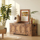 DINZI LVJ Storage Chest, 47.2”Wooden Storage Box with 2 Safety Hinges, Entryway Shoe Bench with Flip-Top, Large Trunk for Living Room, Bedroom, Easy Assembly, Rustic Brown DINZI LVJ