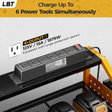 LBT Power Tool Organizer With Charging Station,Patented,Heavy Duty Steel,6 Drilling Rig Sizes With Hooks And Screw Boxes,6 sockets,Easy To Install Garage Storage Rack,Great Gift For Men, Yellow LBT