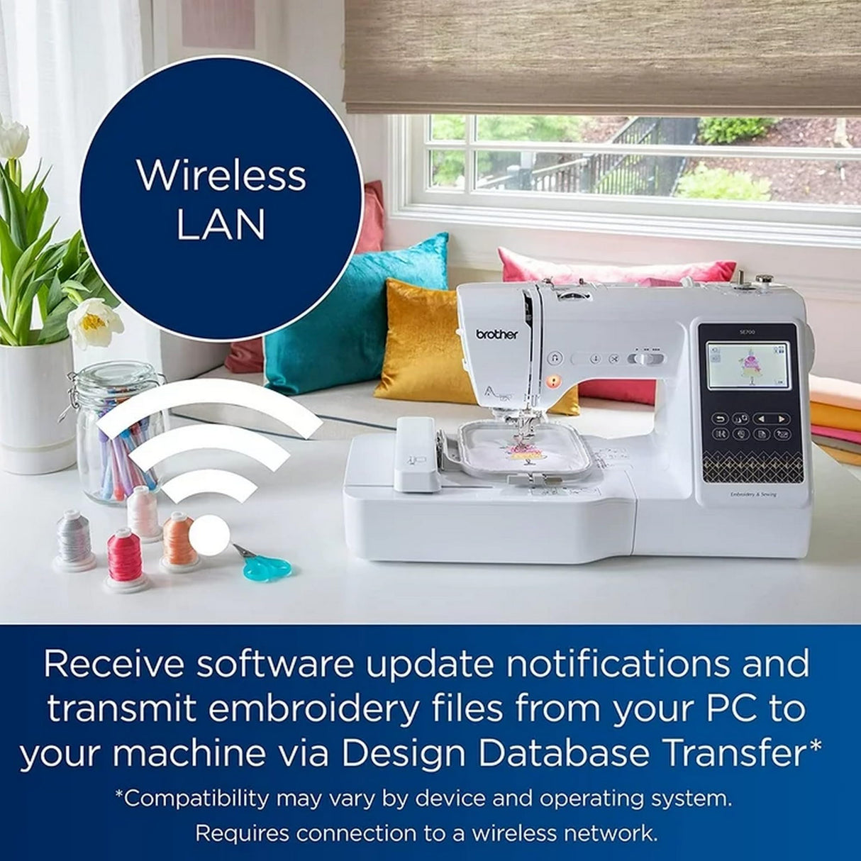 Brother SE700 Combo Embroidery & Sewing Machine with 4" x 4" Embroidery Hoop and 40+ Accessories Brother