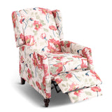 Consofa Upholstered Wingback Recliner Chair, Traditional Push Back Recliner Chair with Padded Seat, Fabric Floral Chair Wingback Recliner with Wooden Legs, Small Recliners for Small Spaces Consofa