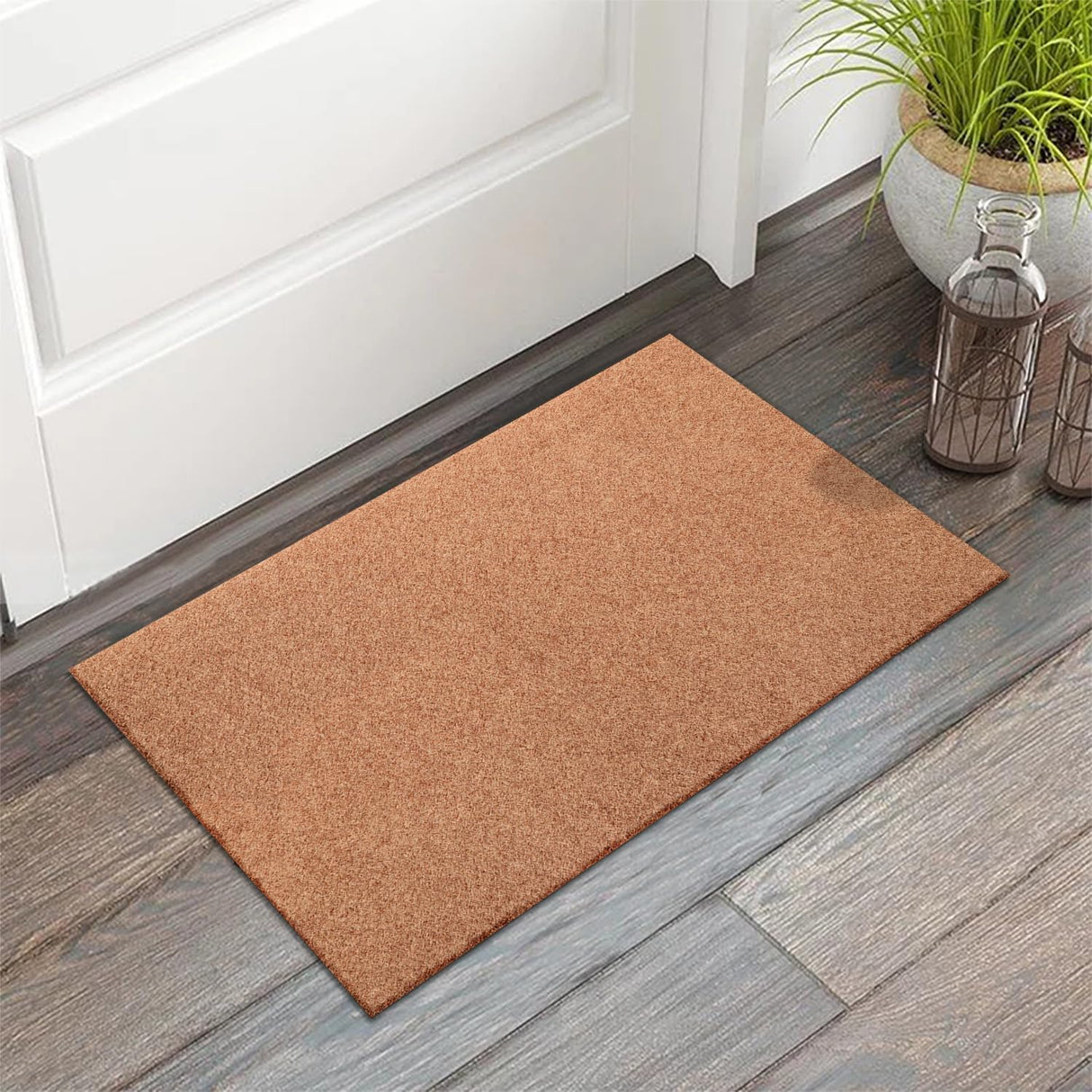 AAZZKANG Set of 2 Door Mats Outdoor Multi-Purpose Blank Doormat Non Slip Shoe Mats Ultra Absorb Mud Easy to Clean Entrance Mat for Outside,Inside,Garden Brown AAZZKANG