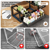 1 Pack Expandable Under Sink Organizers And Storage With Upgrade Ball-Bearing Slide Tracks,2-Tier Pull Out Under Cabinet Organizer Height Adjustable,Slide Out Under Sink Drawers-Black(Patent Pending) Biboraya