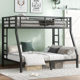 Twin Over Full Bunk Beds for Adults,Heavy Duty Adult Bunk Beds,Metal Bunk Bed Twin Over Full with 2 Ladders for Kids,Teens,Noise-Free,Black Bellemave
