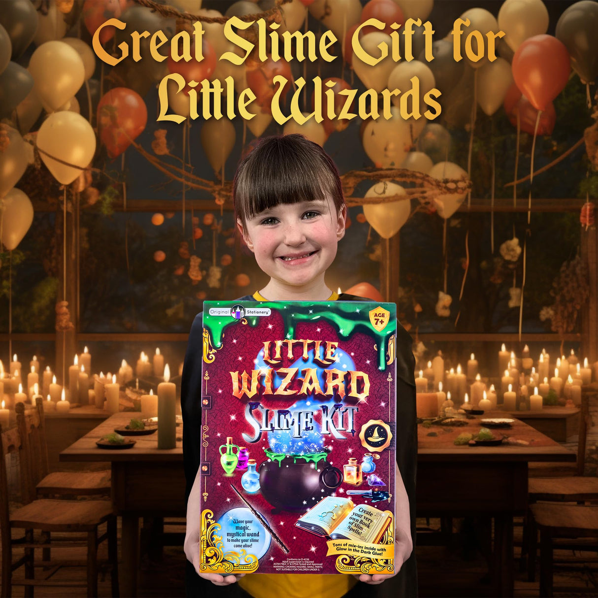 Original Stationery Wizard Kid Slime Kit for Ages 8-12 & Boys with Wand & Cauldron – DIY Potion and Slime Making Kit - Birthday Gift for Kids Original Stationery