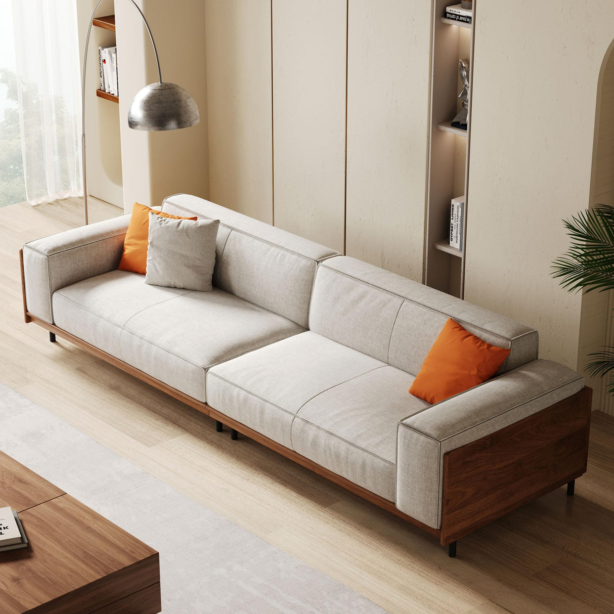 NessCarsti Modern 4-Seater Sofa for Living Room - Comfortable Timecloud Couch with Wood Frame and Metal Legs, Easy Assembly, Ideal for Office, Apartment, or Living Room, 111.81", Grey NessCarsti