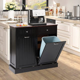 LOUVIXA Tilt Out Trash Can Cabinet Dog Proof with Double Wood Hidden Trash Can Holder, Kitchen Free Standing Recycling Cabinet（Black） LOUVIXA